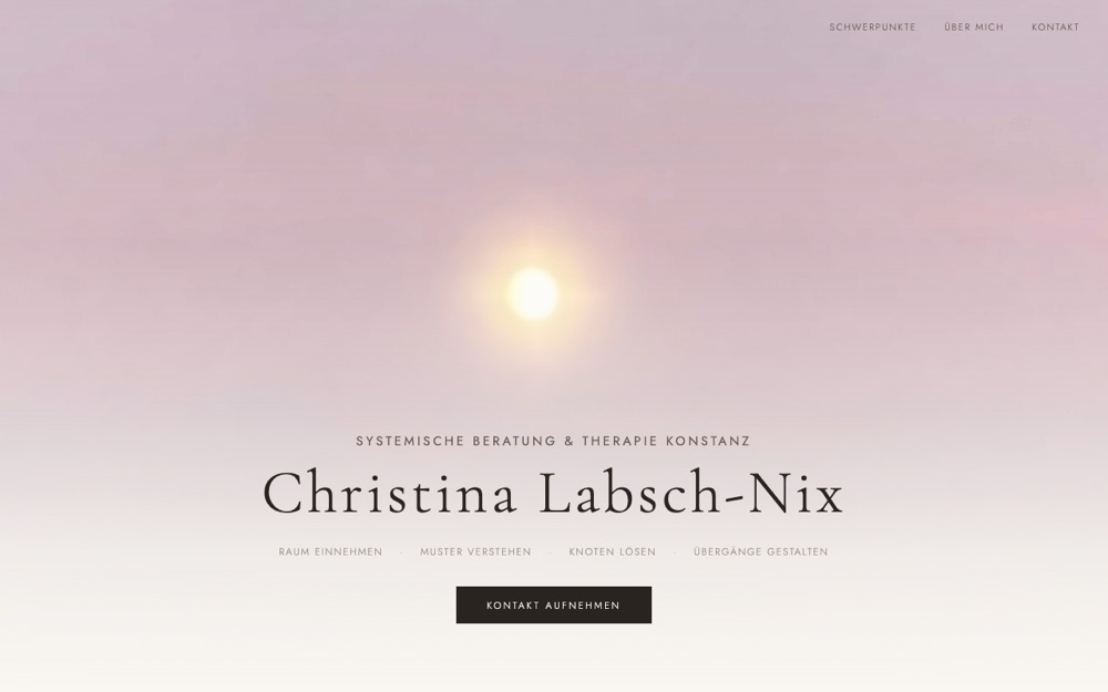Startseite der Website von Christina Labsch-Nix, Systemische Beratung & Therapie